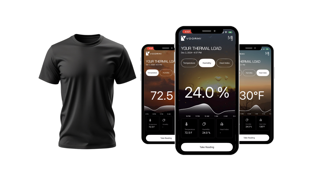 Mij shirt and App screens on white background